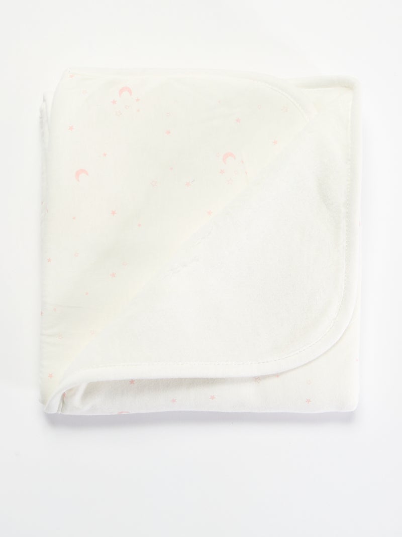 Couverture imprimée  en coton jersey et polaire Rose - Kiabi