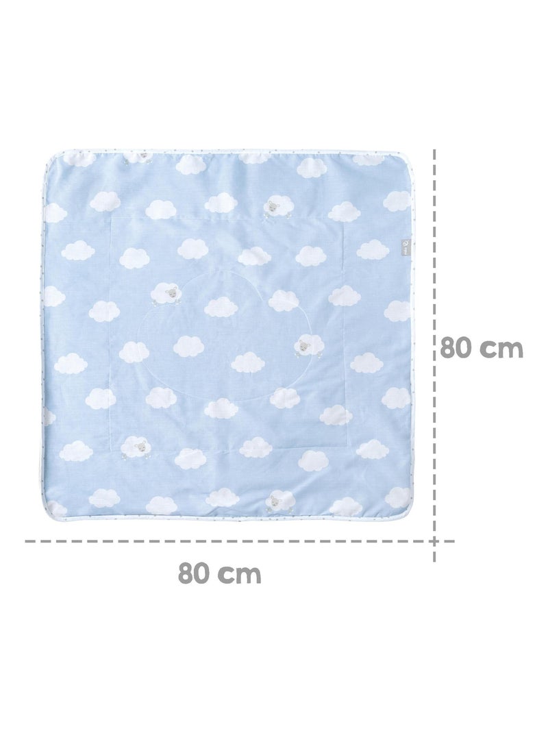 Couverture imprimée nuage en coton et polaire 80 x 80 cm 'Kleine Wolke' ROBA Bleu clair - Kiabi