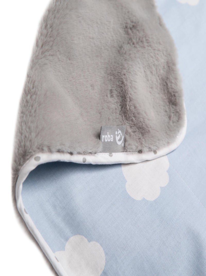 Couverture imprimée nuage en coton et polaire 80 x 80 cm 'Kleine Wolke' ROBA Bleu clair - Kiabi