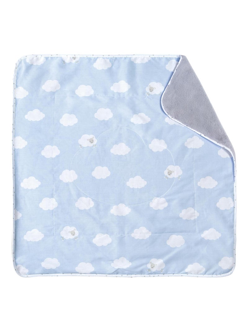 Couverture imprimée nuage en coton et polaire 80 x 80 cm 'Kleine Wolke' ROBA Bleu clair - Kiabi