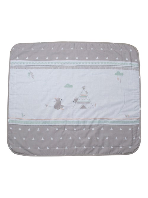Couverture imprimée ours en coton et polaire 80 x 80 cm 'Indibear' ROBA - Kiabi