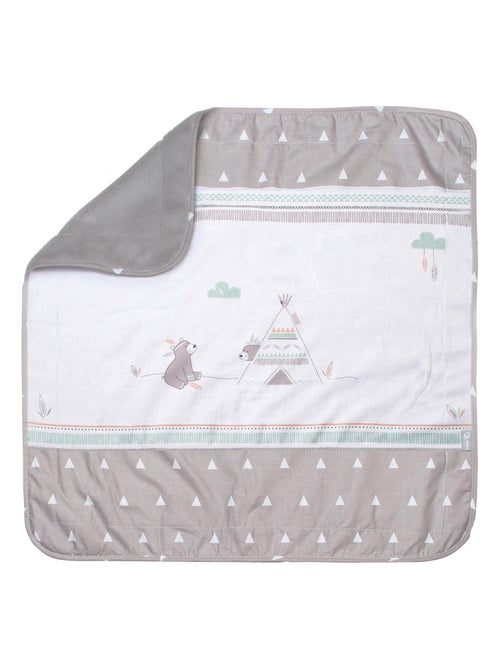 Couverture imprimée ours en coton et polaire 80 x 80 cm 'Indibear' ROBA - Kiabi