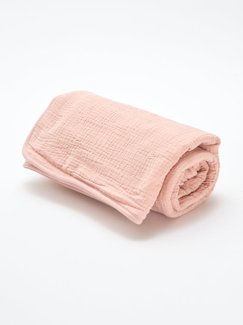 Couverture lange en gaze de coton Rose - Kiabi