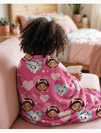 Couverture Polaire Gabby et Chat Licence Officielle DreamWorks 130x160cm - Plaid Doux et Chaud