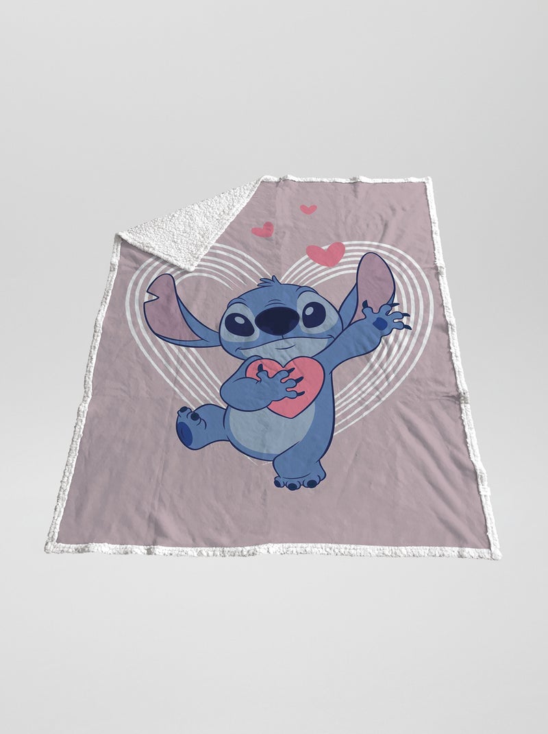 Couverture 'Stitch' effet moutonné bleu/gris - Kiabi