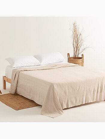 Couverture type Plaid, tissu texturé en fil teint, avec bordure finie - Gamusi