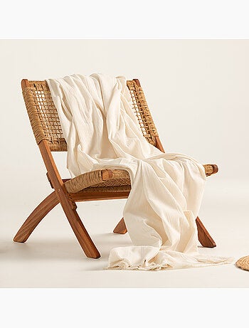 Couverture type Plaid, tissu texturé en fil teint, avec bordure finie - Gamusi