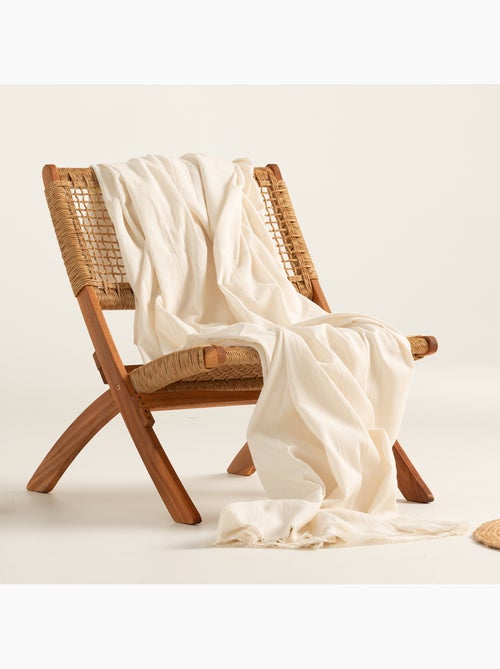 Couverture type Plaid, tissu texturé en fil teint, avec bordure finie - Gamusi - Kiabi Couverture type Plaid, tissu texturé en fil teint, avec bordure finie - Gamusi - Kiabi