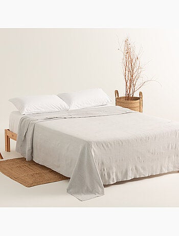 Couverture type Plaid, tissu texturé en fil teint, avec bordure finie - Gamusi