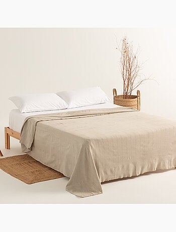Couverture type Plaid, tissu texturé en fil teint, avec bordure finie - Gamusi