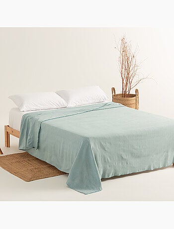 Couverture type Plaid, tissu texturé en fil teint, avec bordure finie - Gamusi