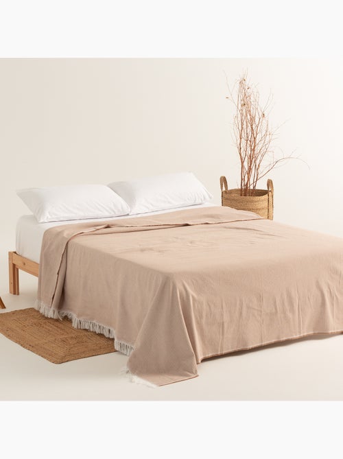 Couverture type Plaid, tissu texturé en fil teint, avec franges - Gamusi - Kiabi Couverture type Plaid, tissu texturé en fil teint, avec franges - Gamusi - Kiabi