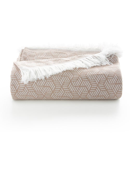 Couverture type Plaid, tissu texturé en fil teint, avec franges - Gamusi - Kiabi Couverture type Plaid, tissu texturé en fil teint, avec franges - Gamusi - Kiabi