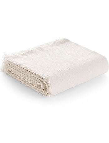 Couverture type Plaid, tissu texturé en fil teint, avec franges - Gamusi