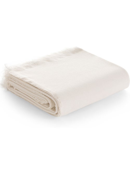 Couverture type Plaid, tissu texturé en fil teint, avec franges - Gamusi - Kiabi