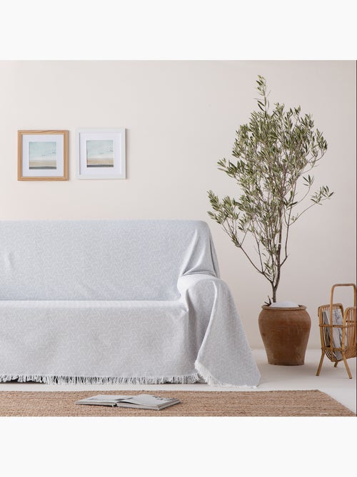 Couverture type Plaid, tissu texturé en fil teint, avec franges - Gamusi - Kiabi Couverture type Plaid, tissu texturé en fil teint, avec franges - Gamusi - Kiabi