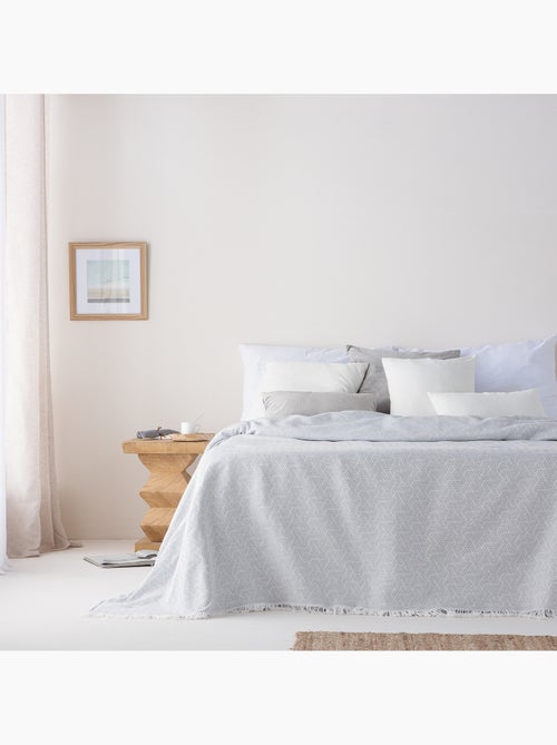 Couverture type Plaid, tissu texturé en fil teint, avec franges - Gamusi - Kiabi Couverture type Plaid, tissu texturé en fil teint, avec franges - Gamusi - Kiabi