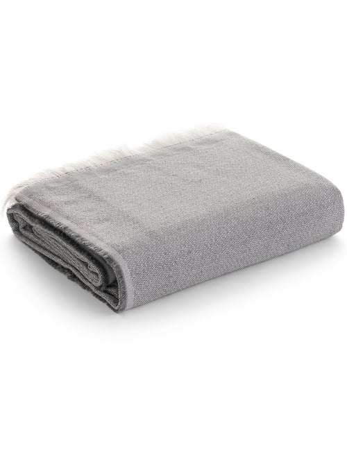 Couverture type Plaid, tissu texturé en fil teint, avec franges - Gamusi - Kiabi