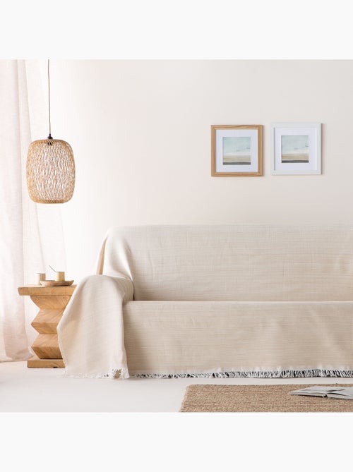 Couverture type Plaid, tissu texturé en fil teint en relief en nid d'abeille, avec franges - Gamusi - Kiabi Couverture type Plaid, tissu texturé en fil teint en relief en nid d'abeille, avec franges - Gamusi - Kiabi