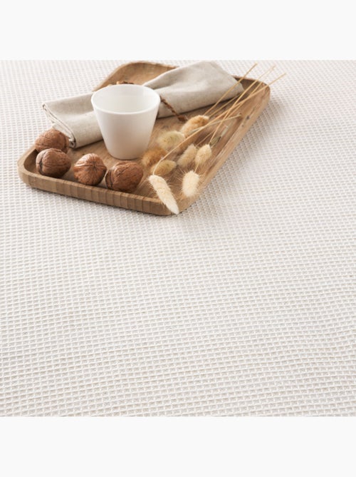 Couverture type Plaid, tissu texturé en fil teint en relief en nid d'abeille, avec franges - Gamusi - Kiabi
