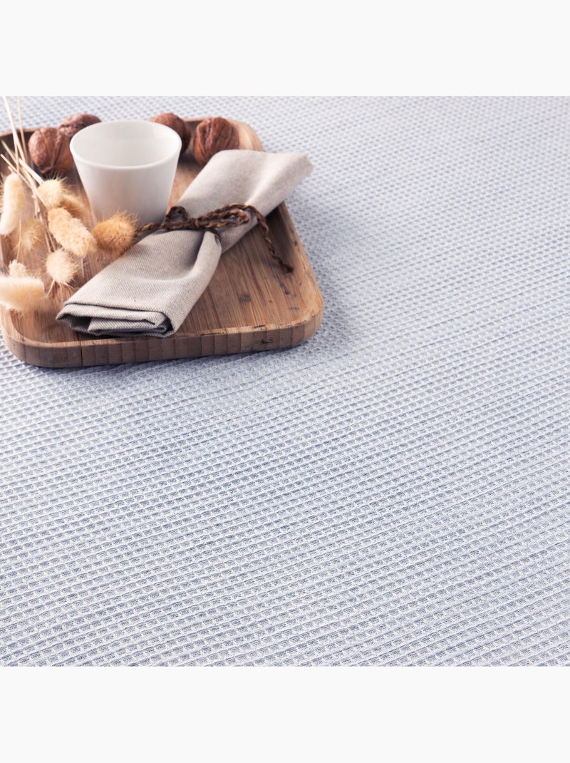 Couverture type Plaid, tissu texturé en fil teint en relief en nid d'abeille, avec franges - Gamusi Gris - Kiabi