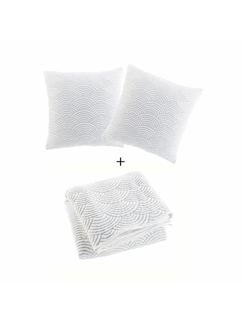 Couvre-lit cassandra + 2 housses de coussin – jersey/microfibre - Kiabi
