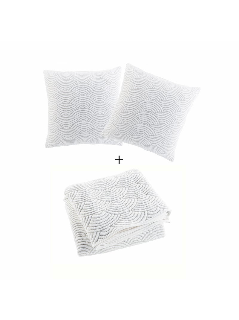 Couvre-lit cassandra + 2 housses de coussin – jersey/microfibre Beige - Kiabi