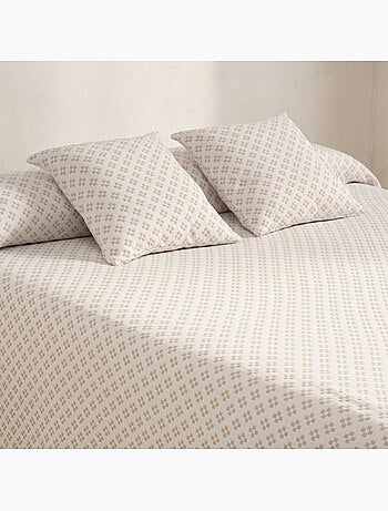 Couvre-lit en coton avec motif géométrique en relief, tissu texturé.