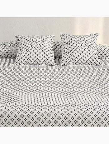 Couvre-lit en coton avec motif géométrique en relief, tissu texturé.