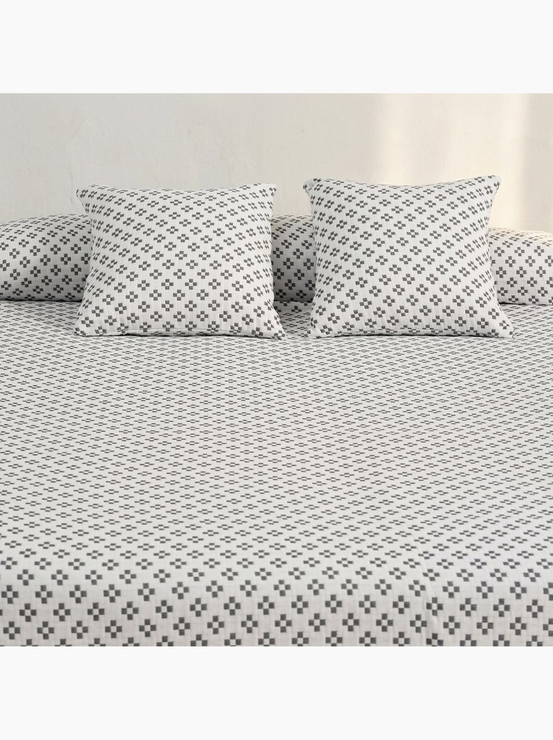 Couvre-lit en coton avec motif géométrique en relief, tissu texturé. Bleu - Kiabi
