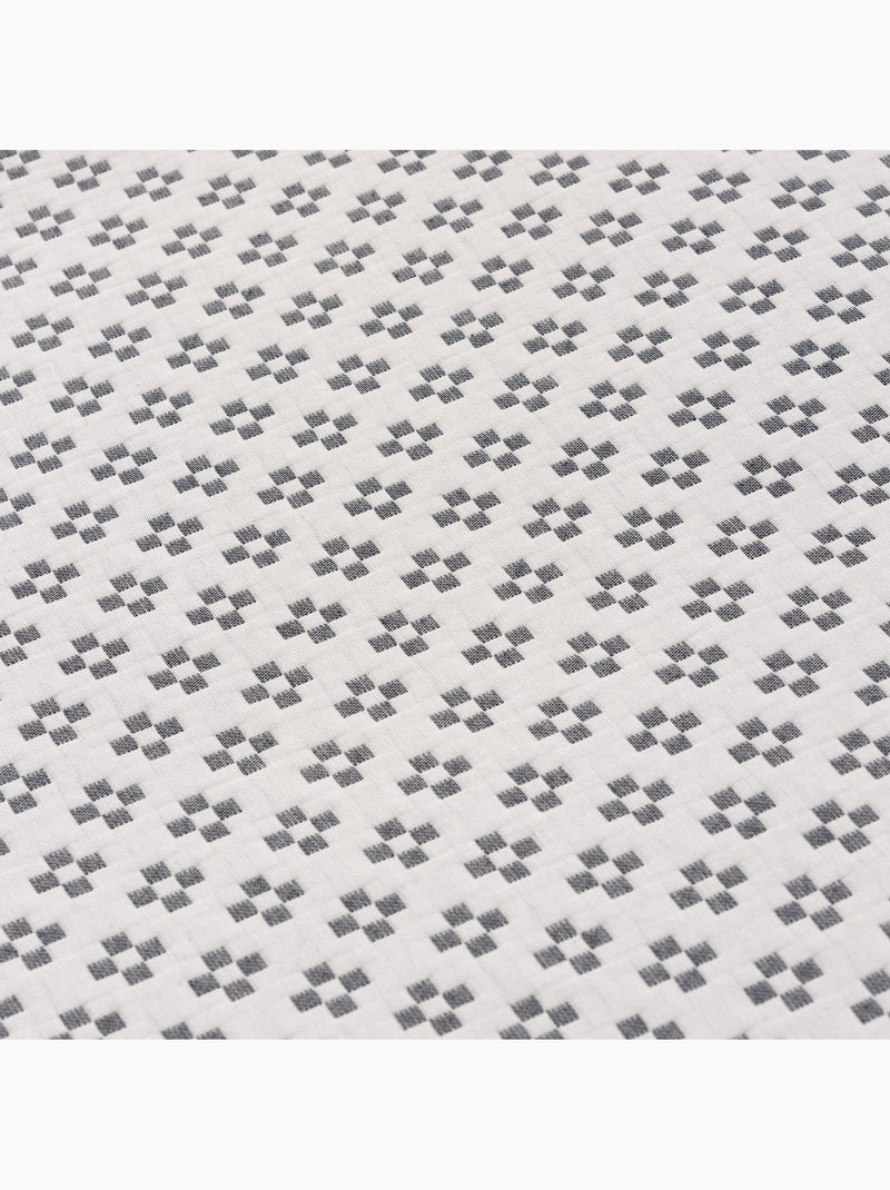 Couvre-lit en coton avec motif géométrique en relief, tissu texturé. Bleu - Kiabi