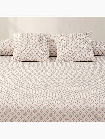 Couvre-lit en coton avec motif géométrique en relief, tissu texturé.