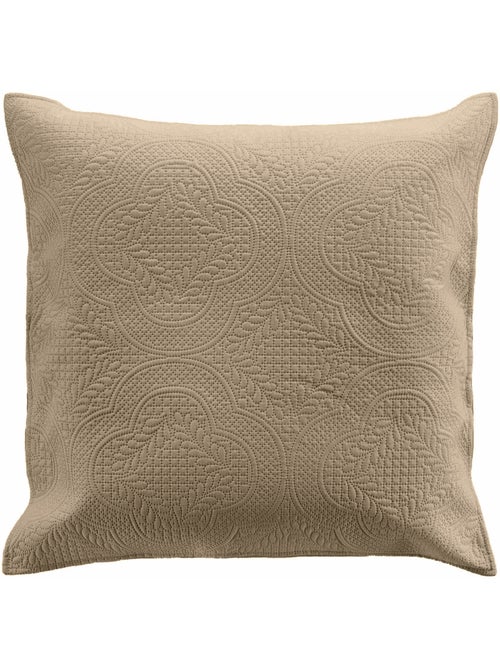 Couvre-lit matelassé + 2 housses de coussin en microfibre unie romane - Kiabi