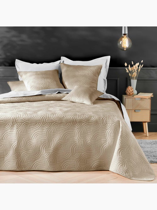 Couvre-lit velours uni solange + 2 housses de coussins 60x60 cm - Kiabi