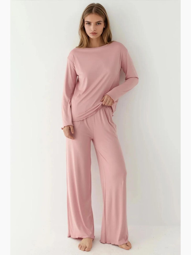Cozy relaxed-fit pyjamaset met lange mouwen hiccup Bleekroze - Kiabi