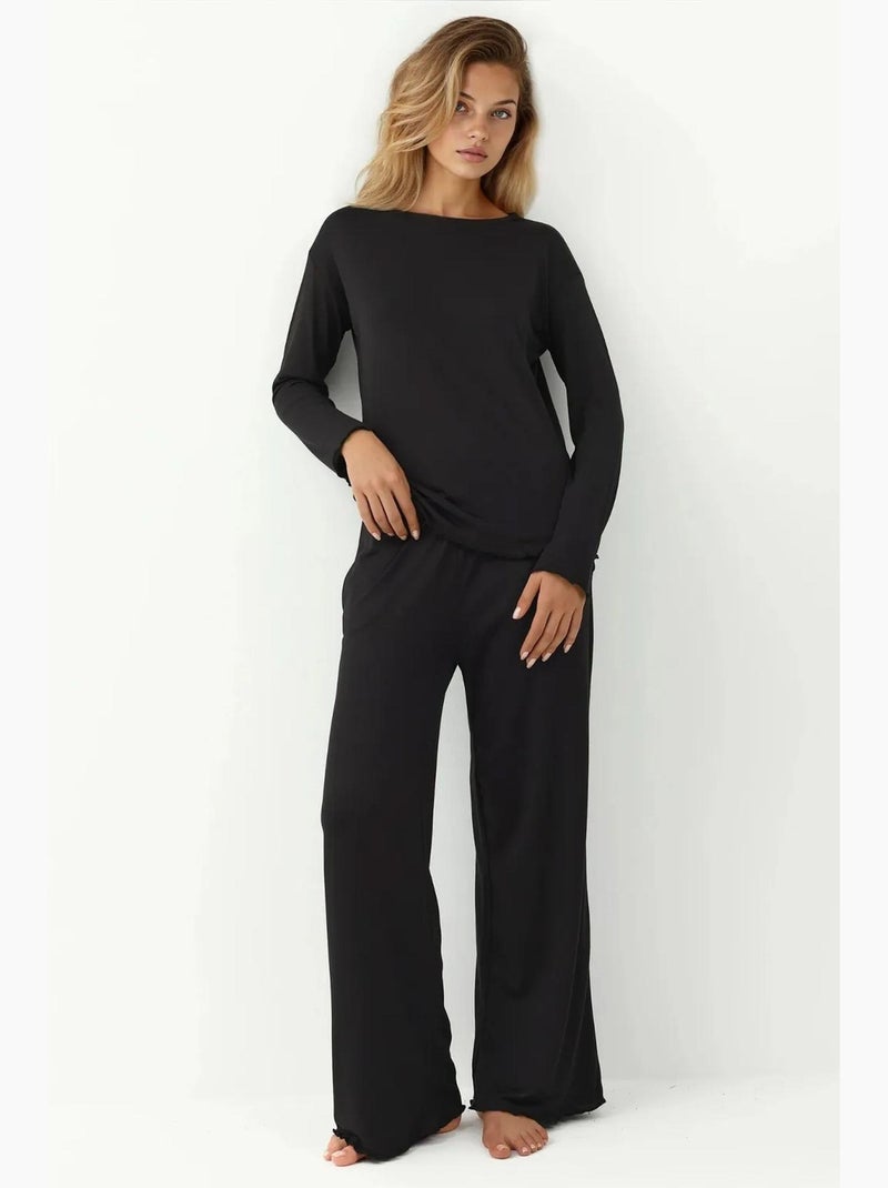 Cozy relaxed-fit pyjamaset met lange mouwen hiccup Zwart - Kiabi