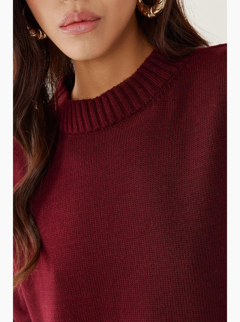 Cozy trui met ronde hals hiccup Bordeauxrood - Kiabi