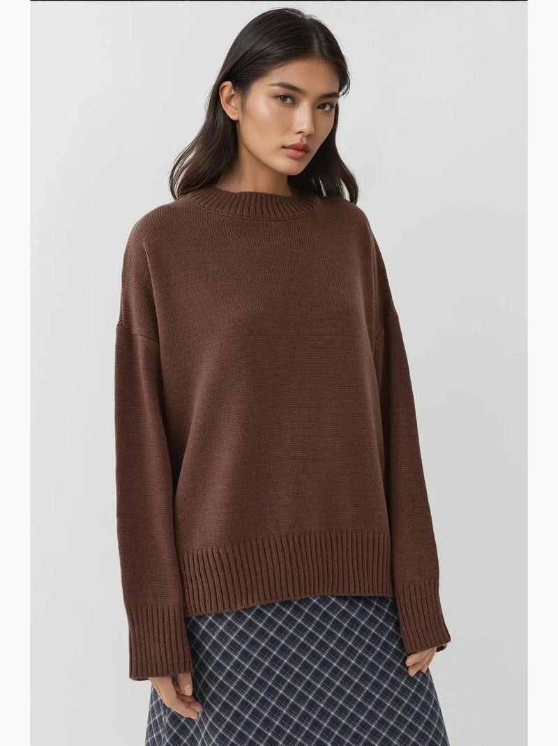 Cozy trui met ronde hals hiccup Donkerbruin - Kiabi