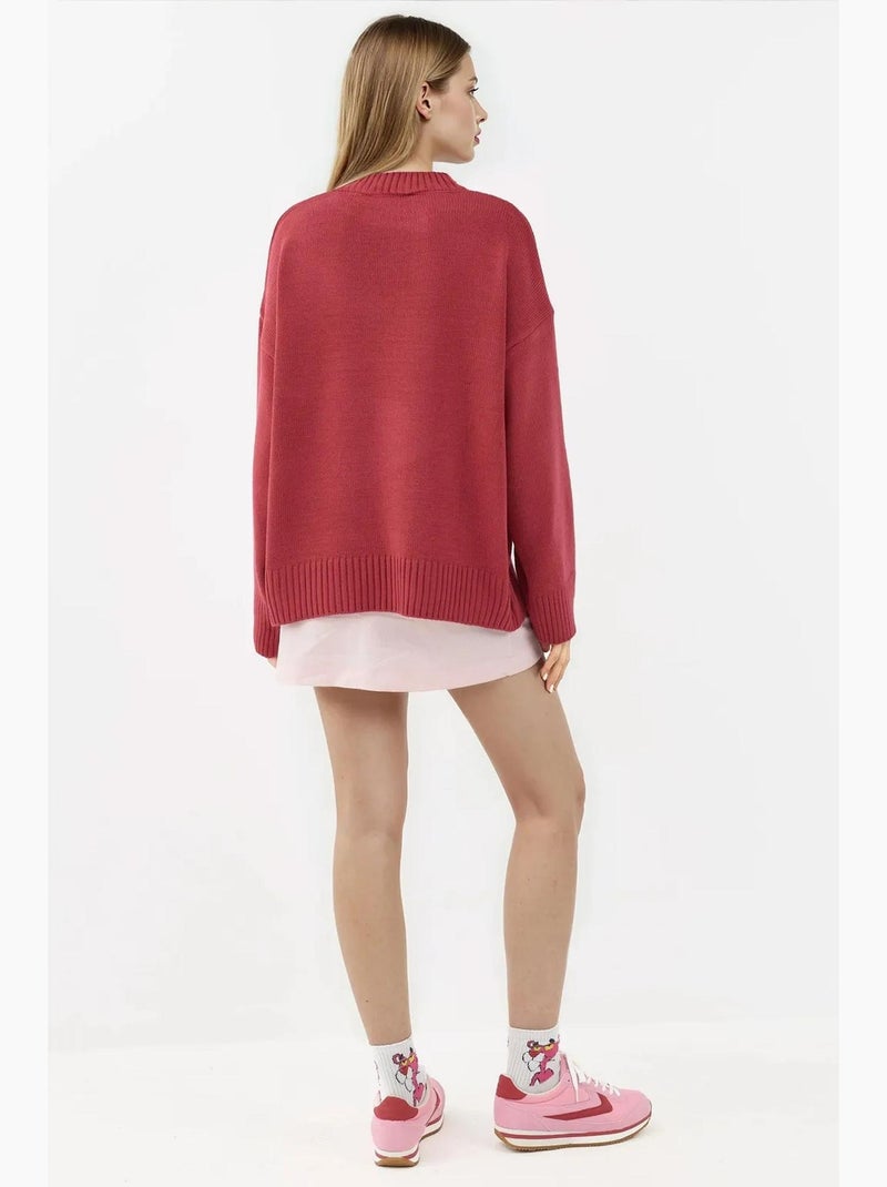 Cozy trui met ronde hals hiccup Donkerroze - Kiabi
