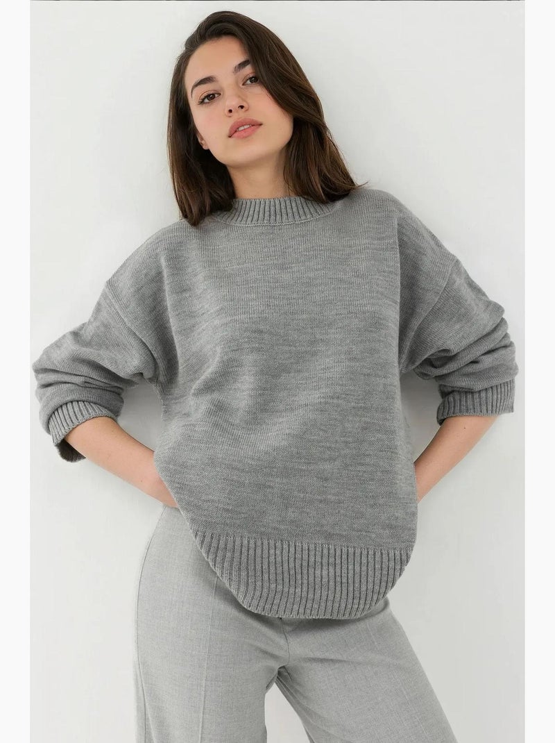 Cozy trui met ronde hals hiccup Lichtgrijs - Kiabi