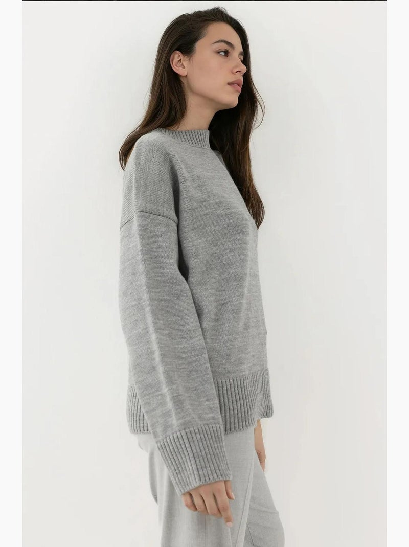 Cozy trui met ronde hals hiccup Lichtgrijs - Kiabi