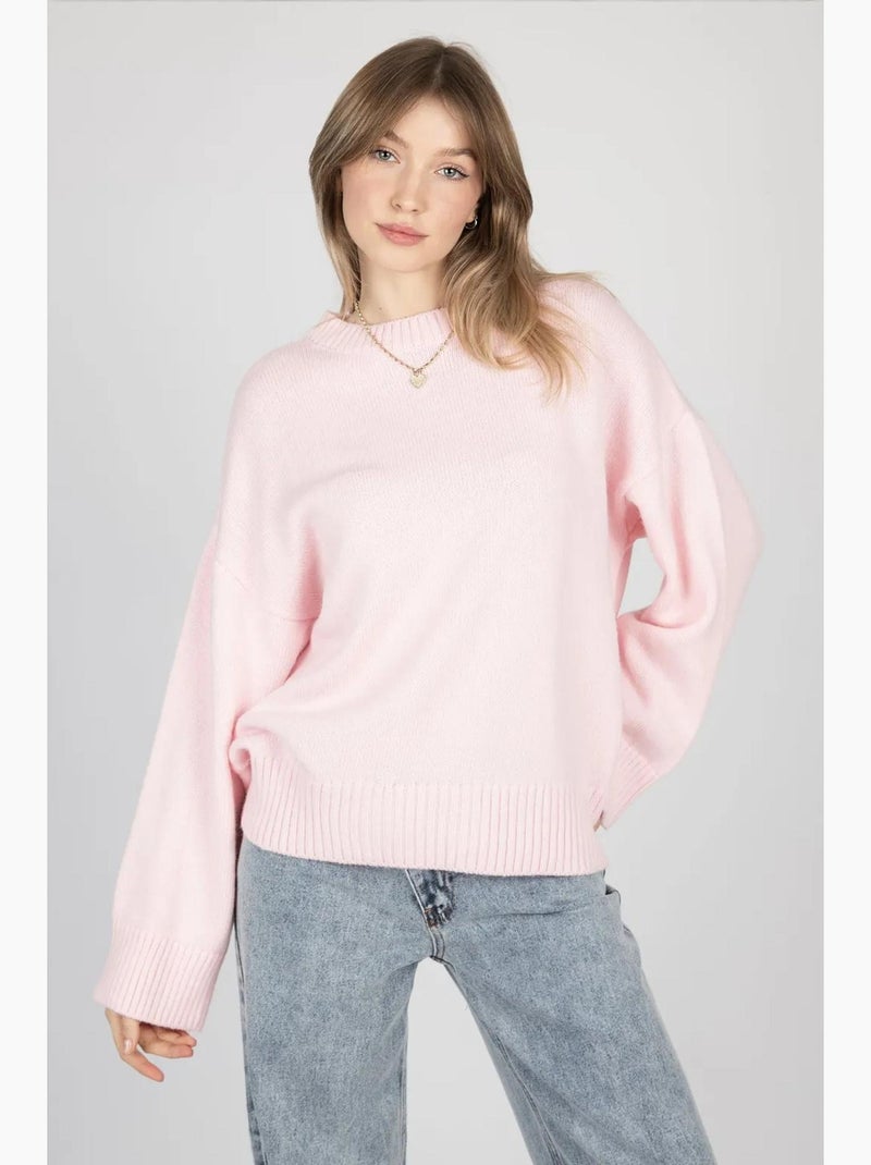 Cozy trui met ronde hals hiccup Lichtroze - Kiabi