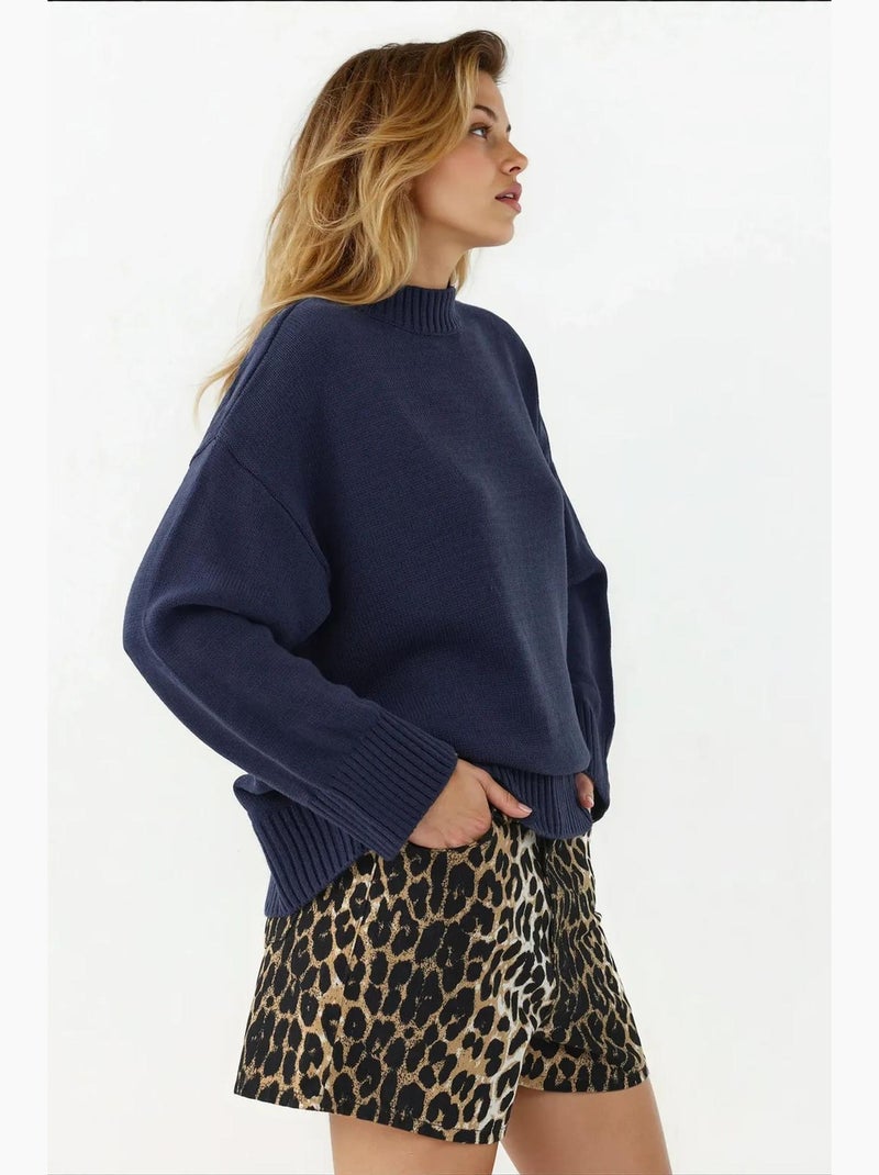 Cozy trui met ronde hals hiccup Nachtblauw - Kiabi