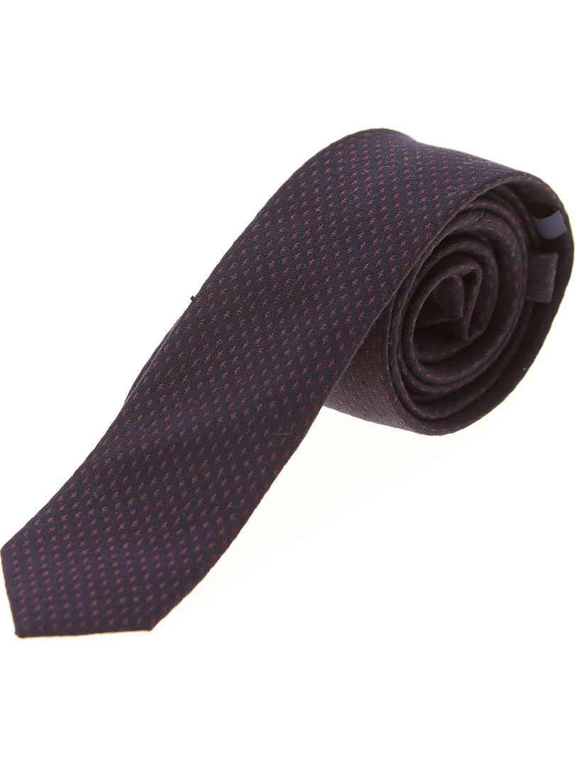 Cravate étroite micro-motif noir/bordeaux - Kiabi
