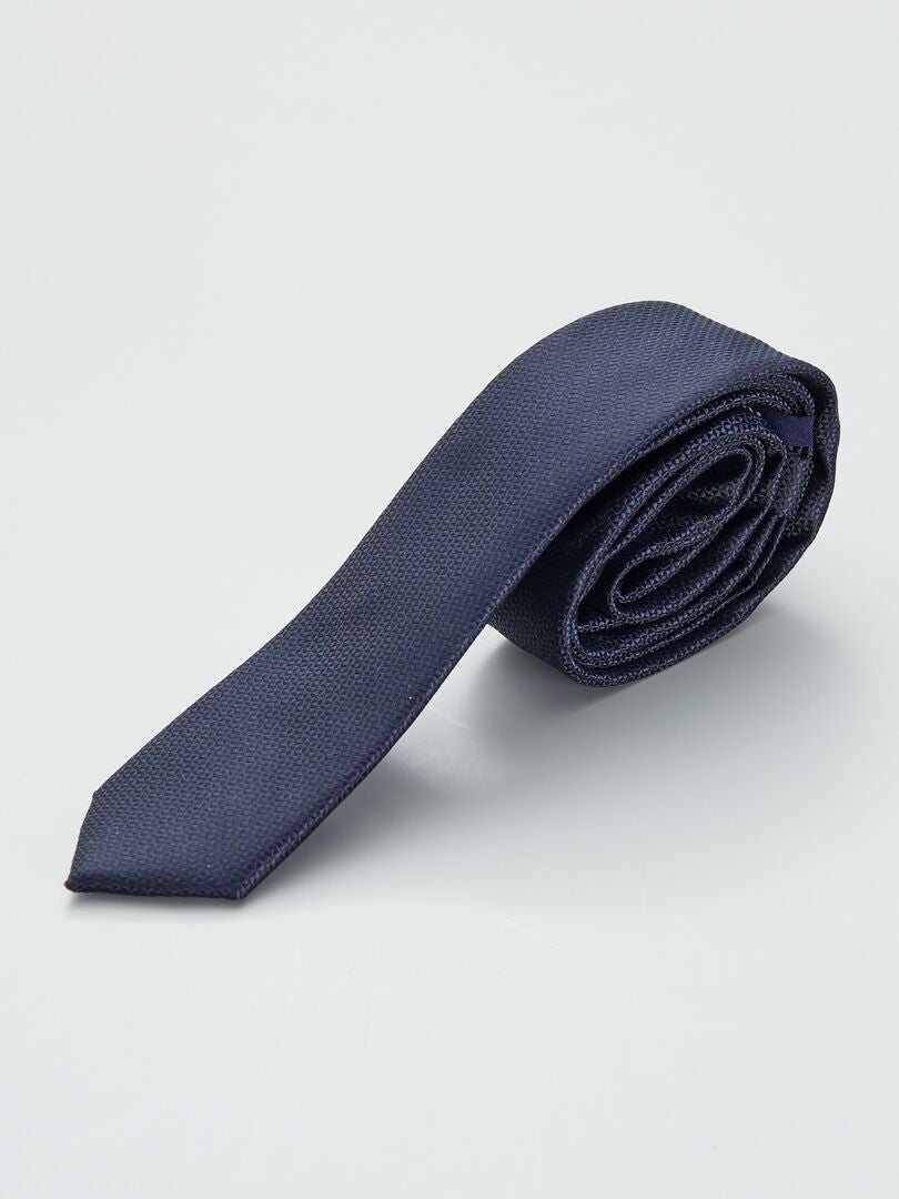 Cravate fine unie bleu navy - Kiabi