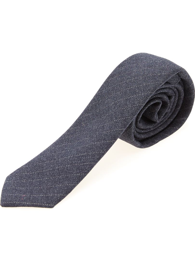 Cravate finement rayée bleu marine - Kiabi