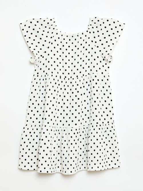 Crêpe tricot jurk met stippenprint - Kiabi