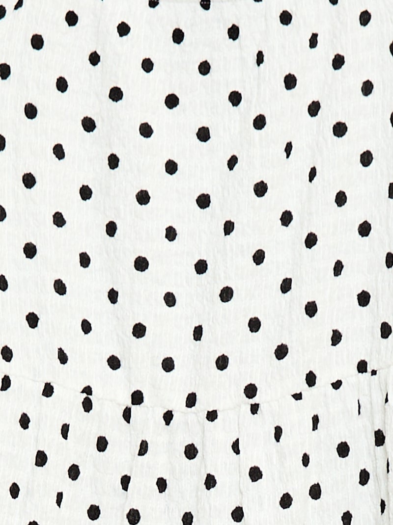 Crêpe tricot jurk met stippenprint Wit - Kiabi