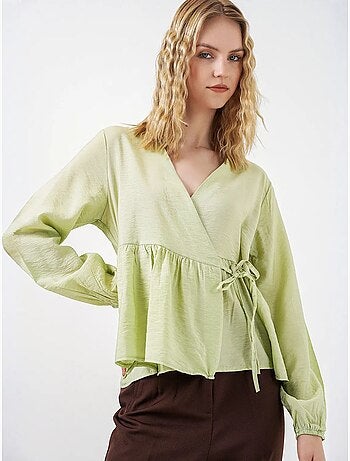 Crêpe wikkelblouse met v-hals en strikdetail bdart