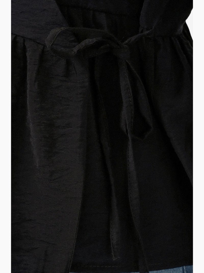 Crêpe wikkelblouse met v-hals en strikdetail bdart Zwart - Kiabi